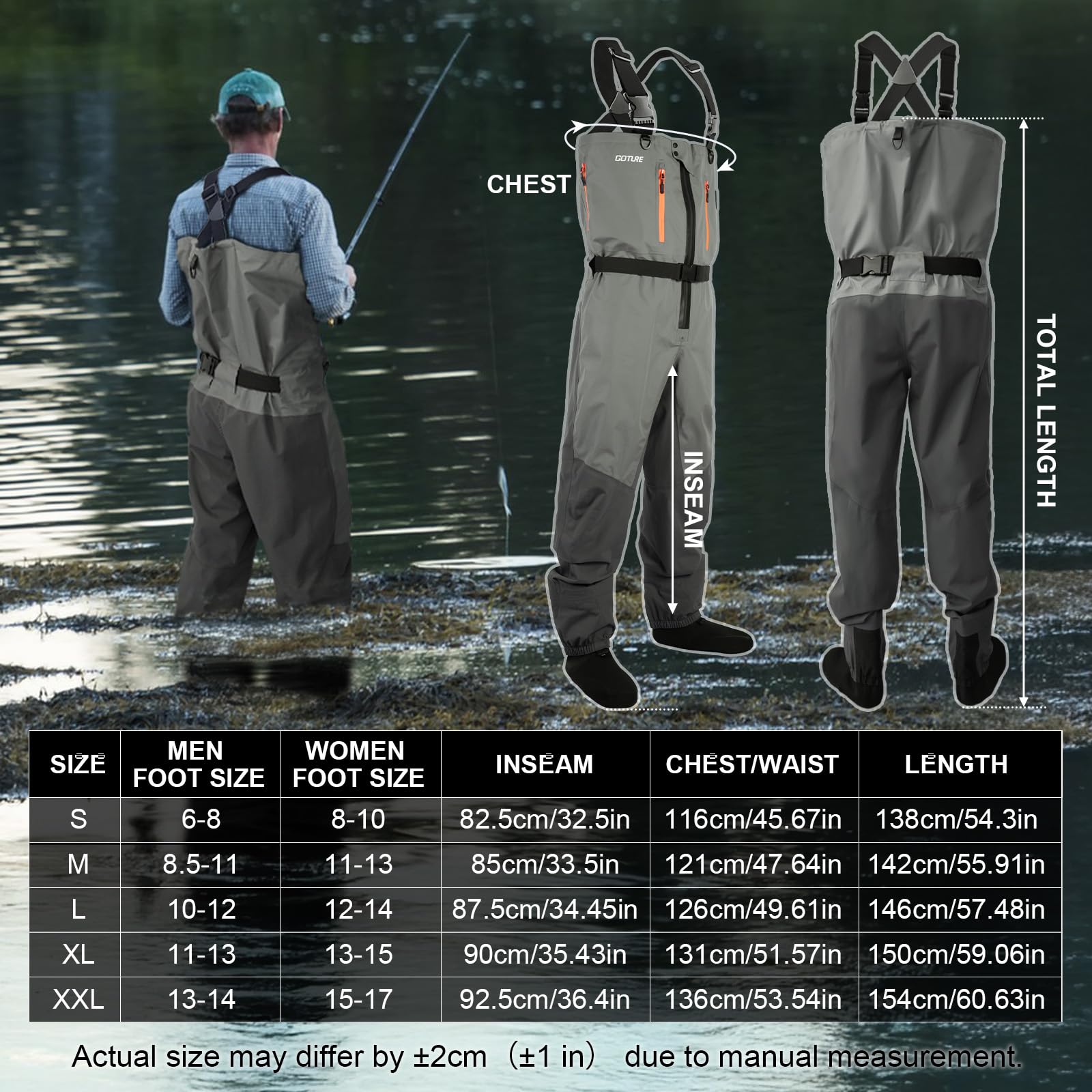 Fishing Waders - Goture 5-Layer Waterproof Fishing Hunting Chest
