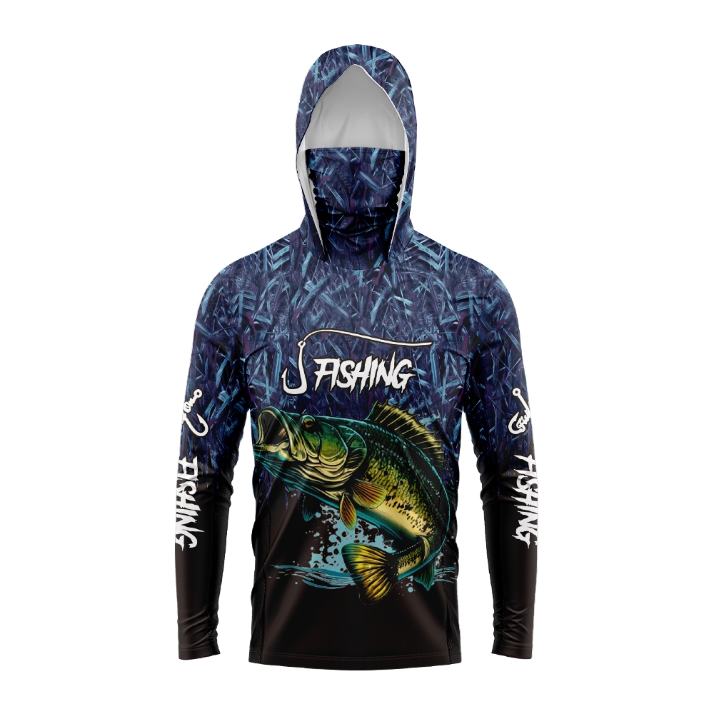 Fishing Hoodie - Men Bass Fish Print Fishing Hoodie