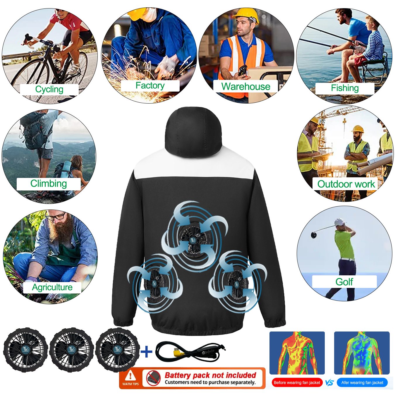 Fishing Vest - Summer Cool Vest Wearable Cooling Fan