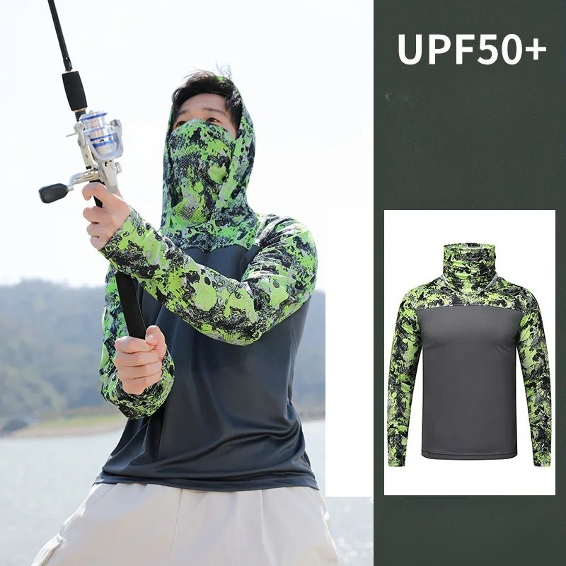 Fishing Mask Sun Protection - Fishing Shirt Hooded Men Sunscreen Clothes
