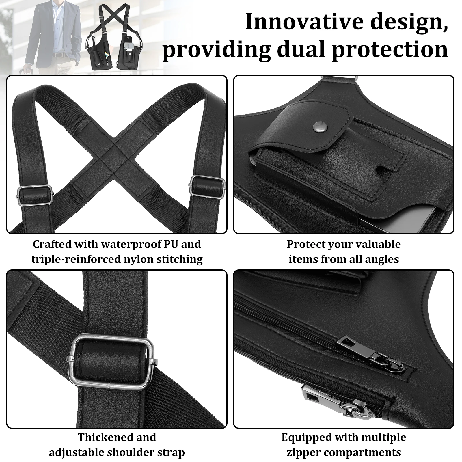 Underarm Anti Theft Bag PU Dou - Fishing Bag Waterproof 评论和价格