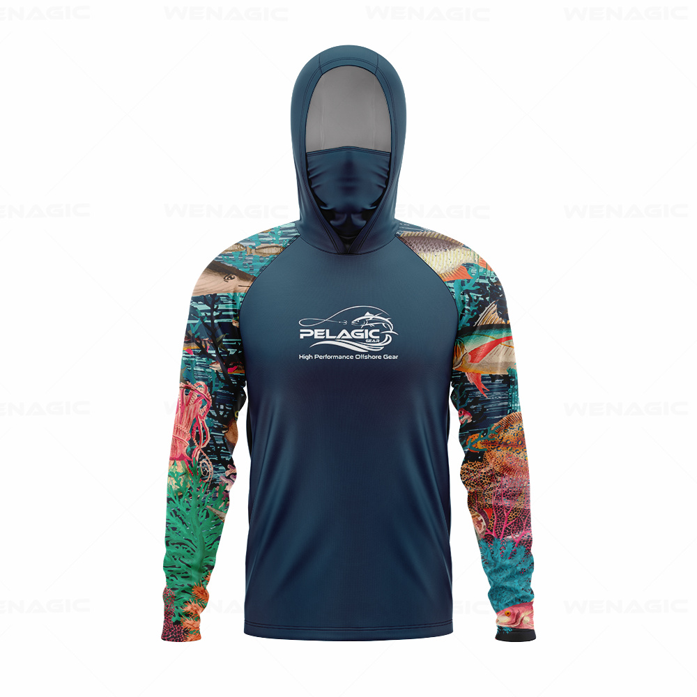 pelagic gear Men Hood Fishing  - Fishing Shirt Uv Protection 评论和价格