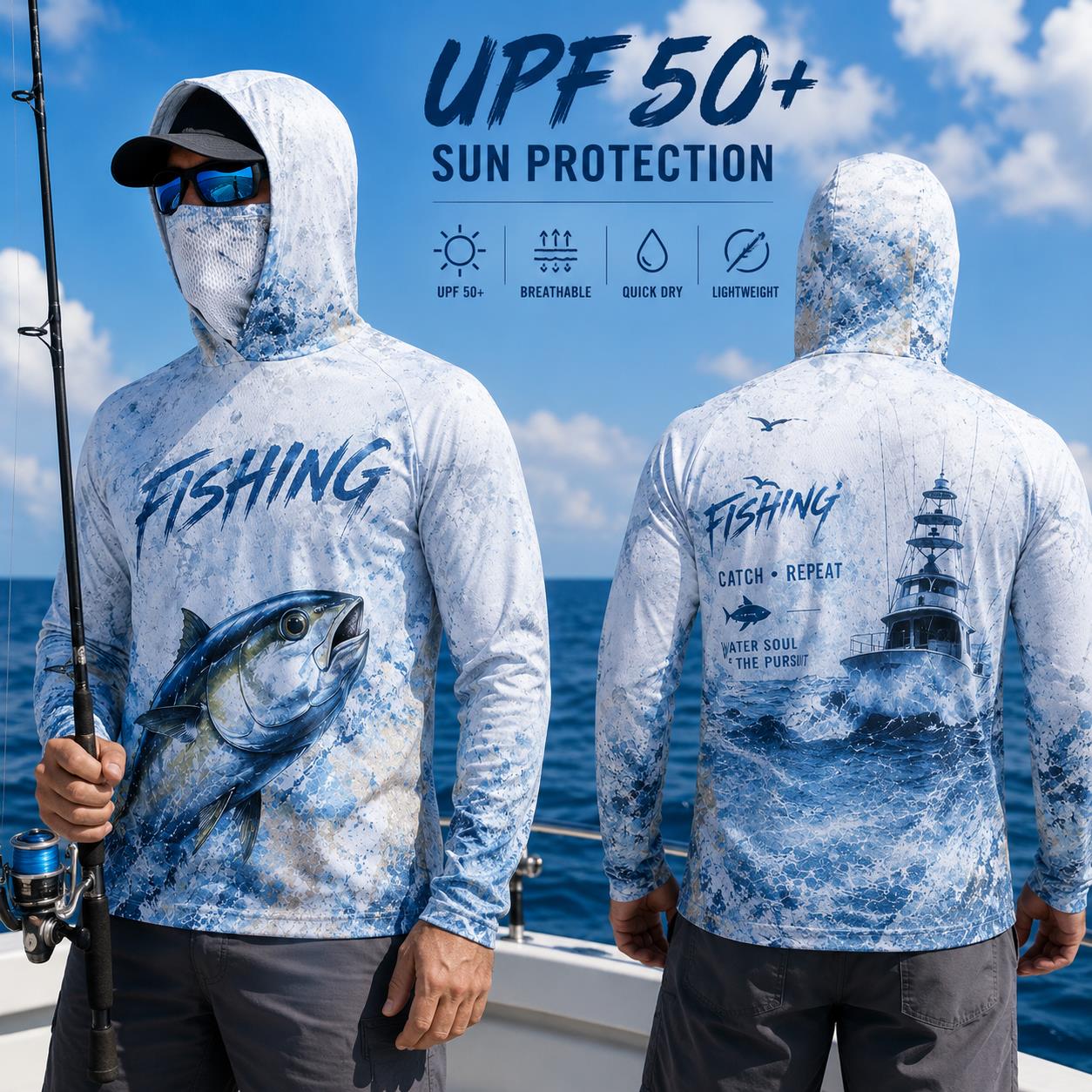 Fishing Hoodie Shirt Men Long  - Fishing Hoodie 评论和价格