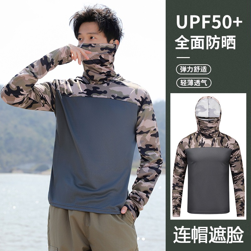 Fishing Shirt Hooded Men Sunsc - Fishing Mask Sun Protection 评论和价格