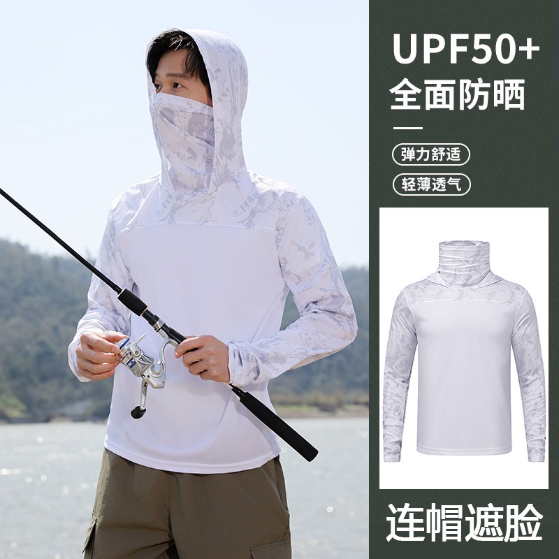Fishing Shirt Hooded Men Sunsc - Fishing Mask Sun Protection 评论和价格