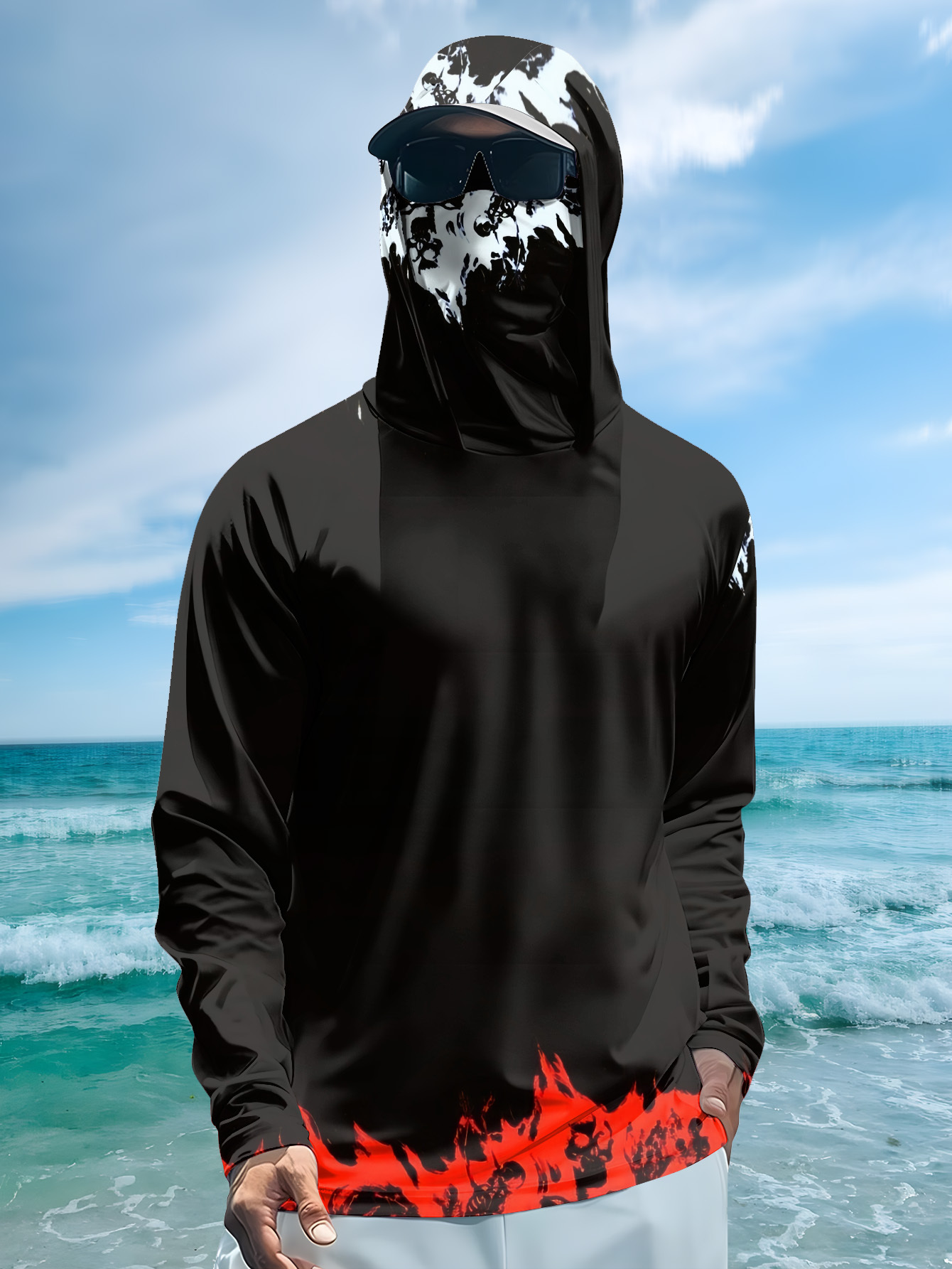 Men Hood Fishing Shirt long sl - Fishing Shirt Uv Protection 评论和价格