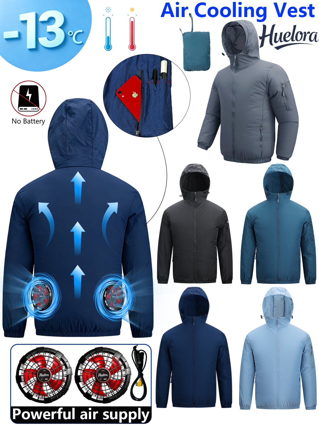 Men's Hooded USB Cooling Jacke - Fishing Hoodie 评论和价格