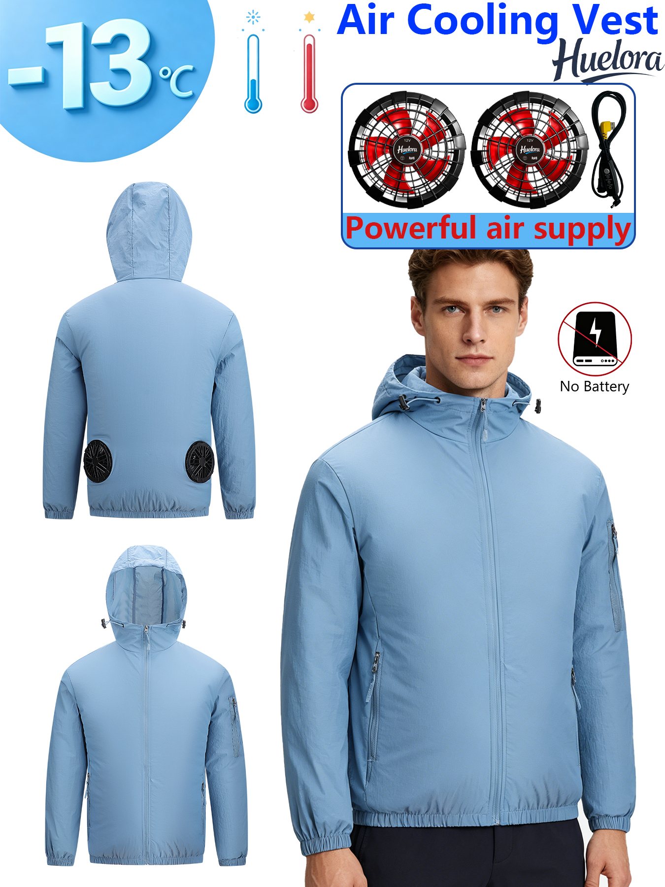 Men's Hooded USB Cooling Jacke - Fishing Hoodie 评论和价格