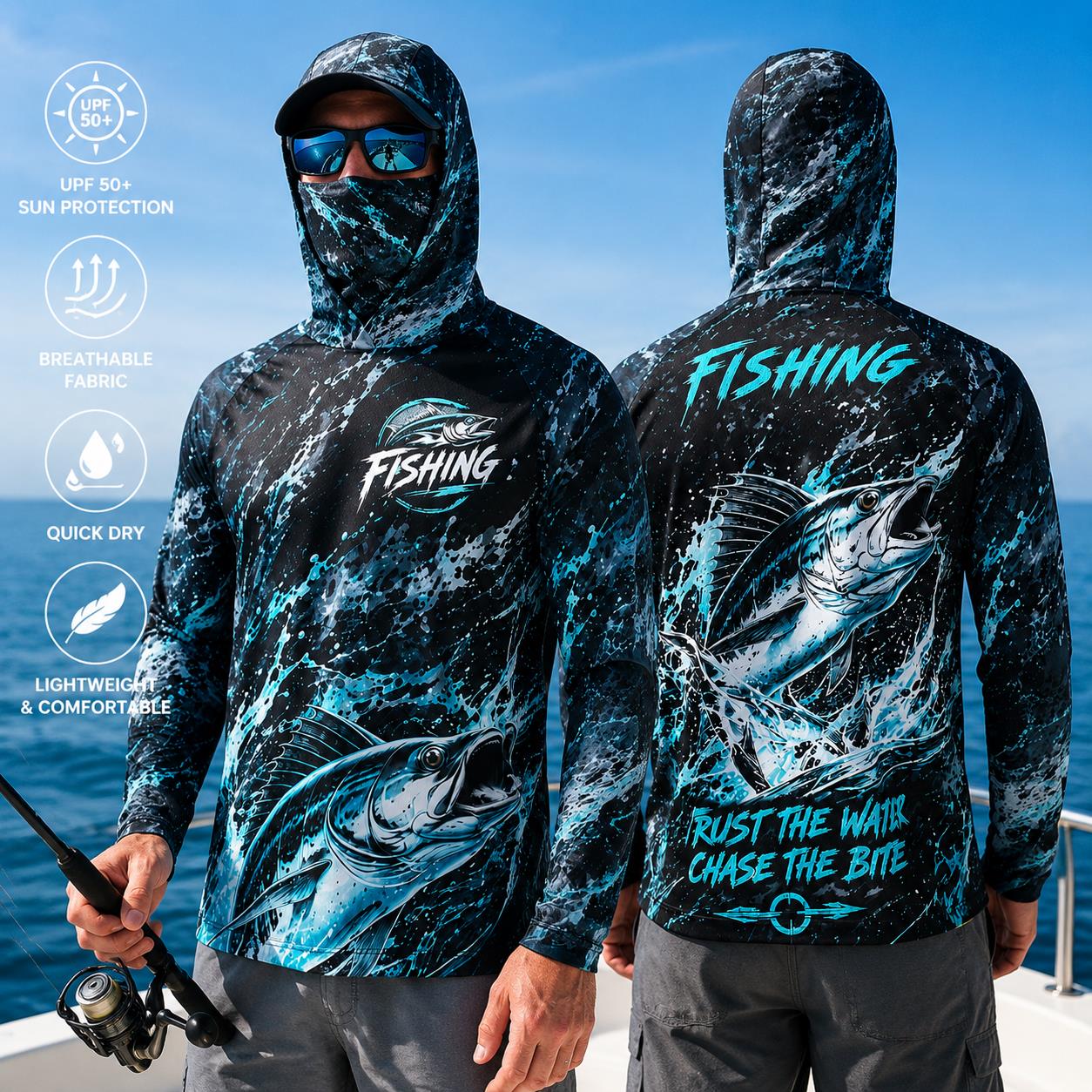 Men's Hooded Fishing Shirt UPF - Fishing Hoodie 评论和价格