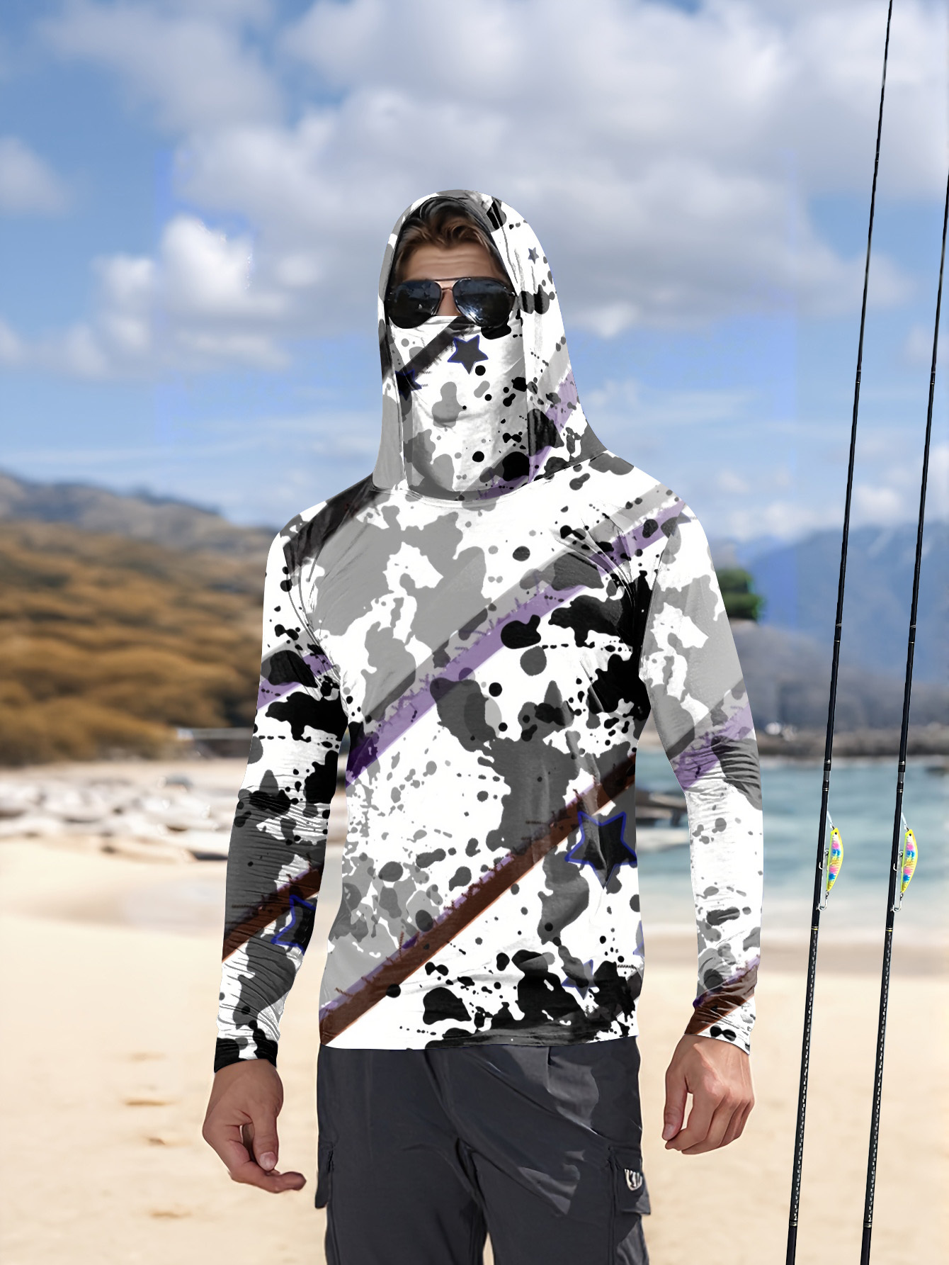 Men Hood Fishing Shirt long sl - Fishing Shirt Uv Protection 评论和价格